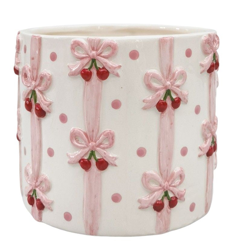 Cherry Bow Planter 11cm