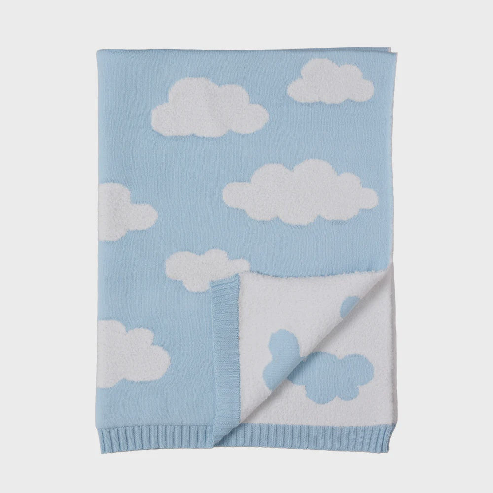 Pram Knitted Blanket - Cloud Blue