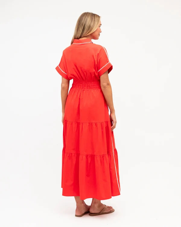 Contrast Tipped Midi Dress