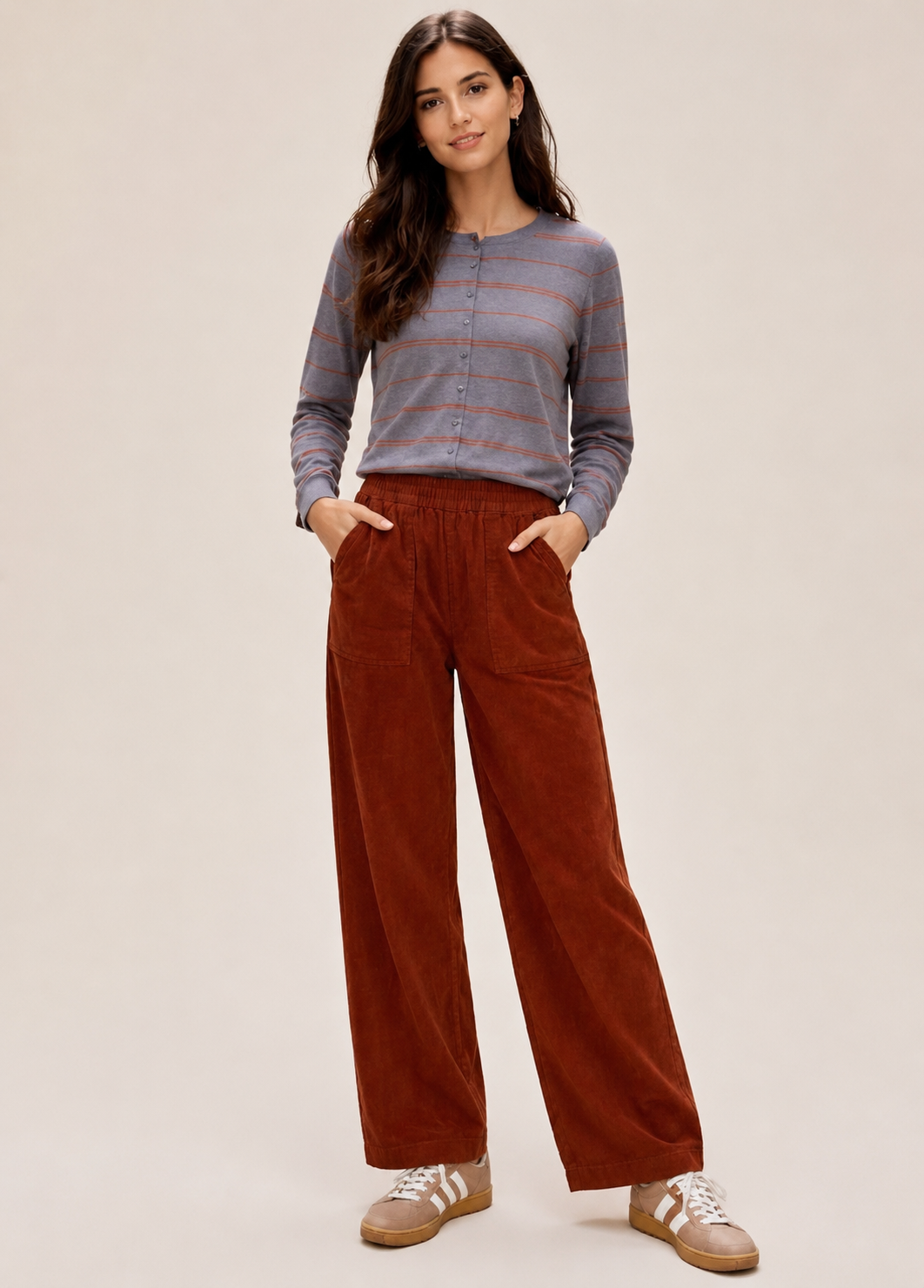 Cord Barrel Leg Pants