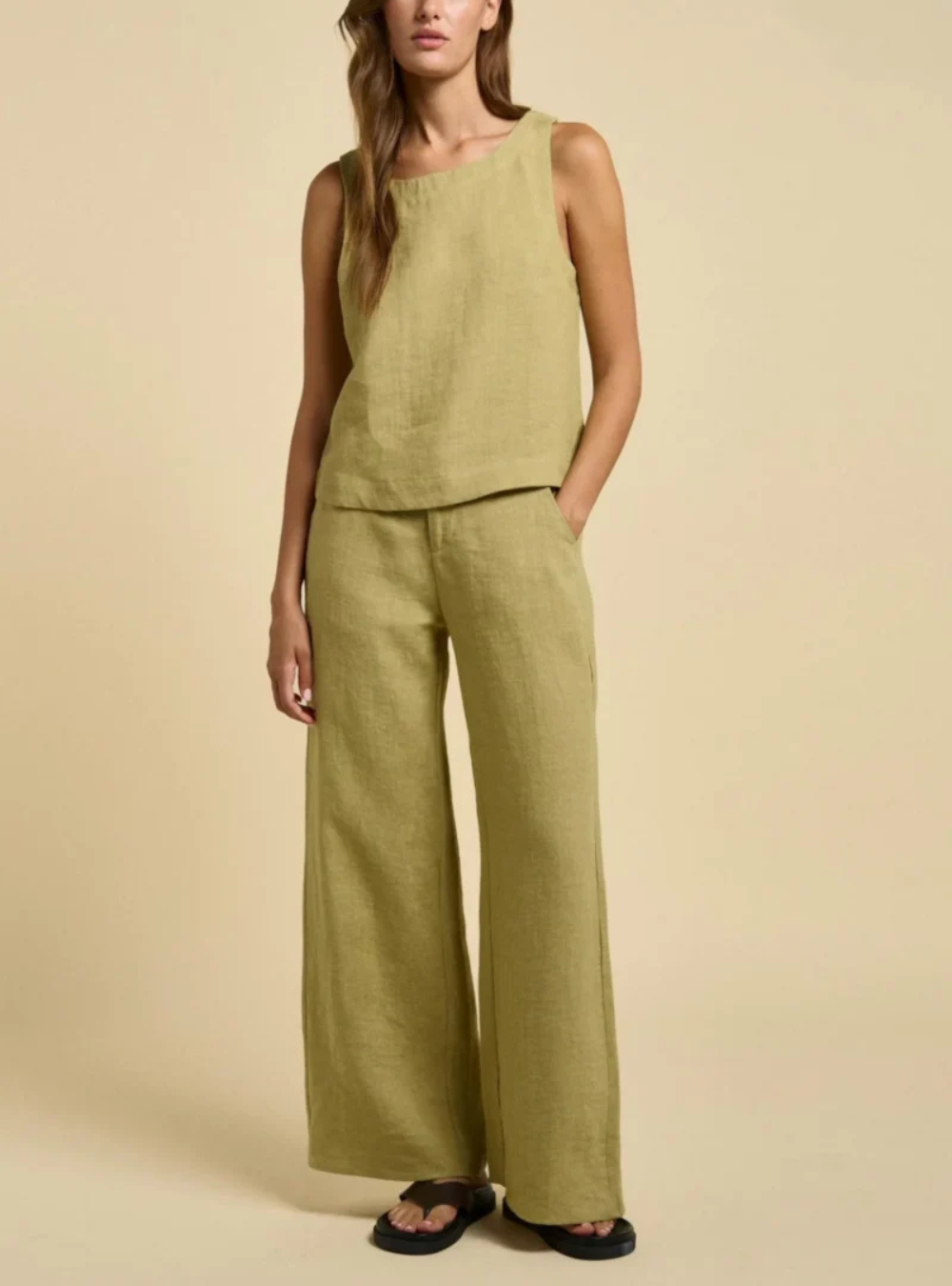 Della Linen Pants - Pistachio