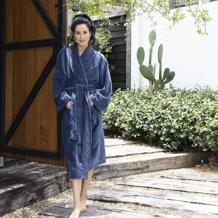 Microplush Bath Robe - Denim