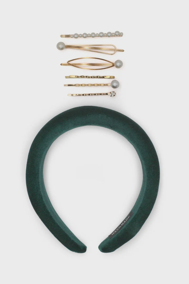 Evening Essentials Pack - Green Headband & Clips