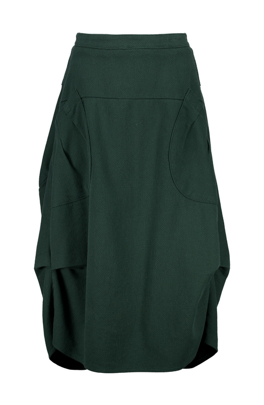 Milwaukee Foundry Skirt in Bottle Green Textured Cotton