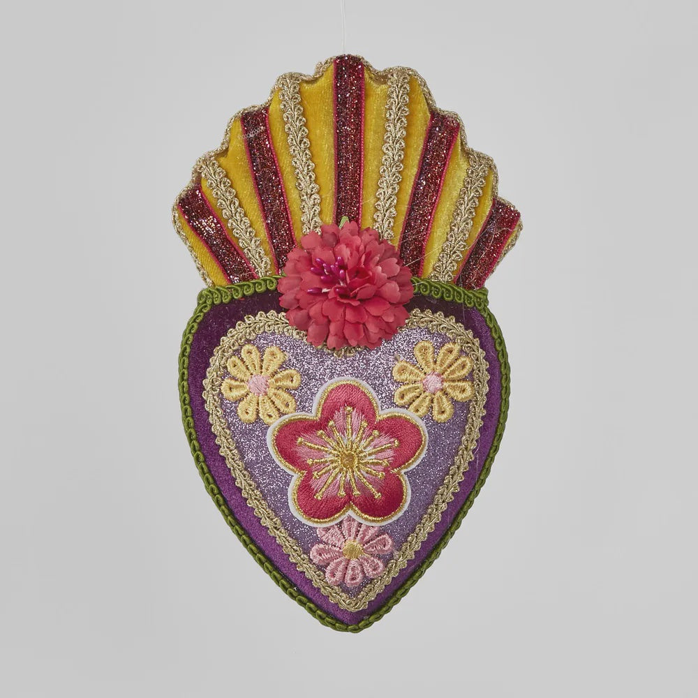 Funky Hanging Heart Christmas Decoration - Purple