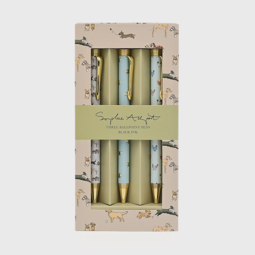 Gift Pen Set of 3 - Hen Dog Bee