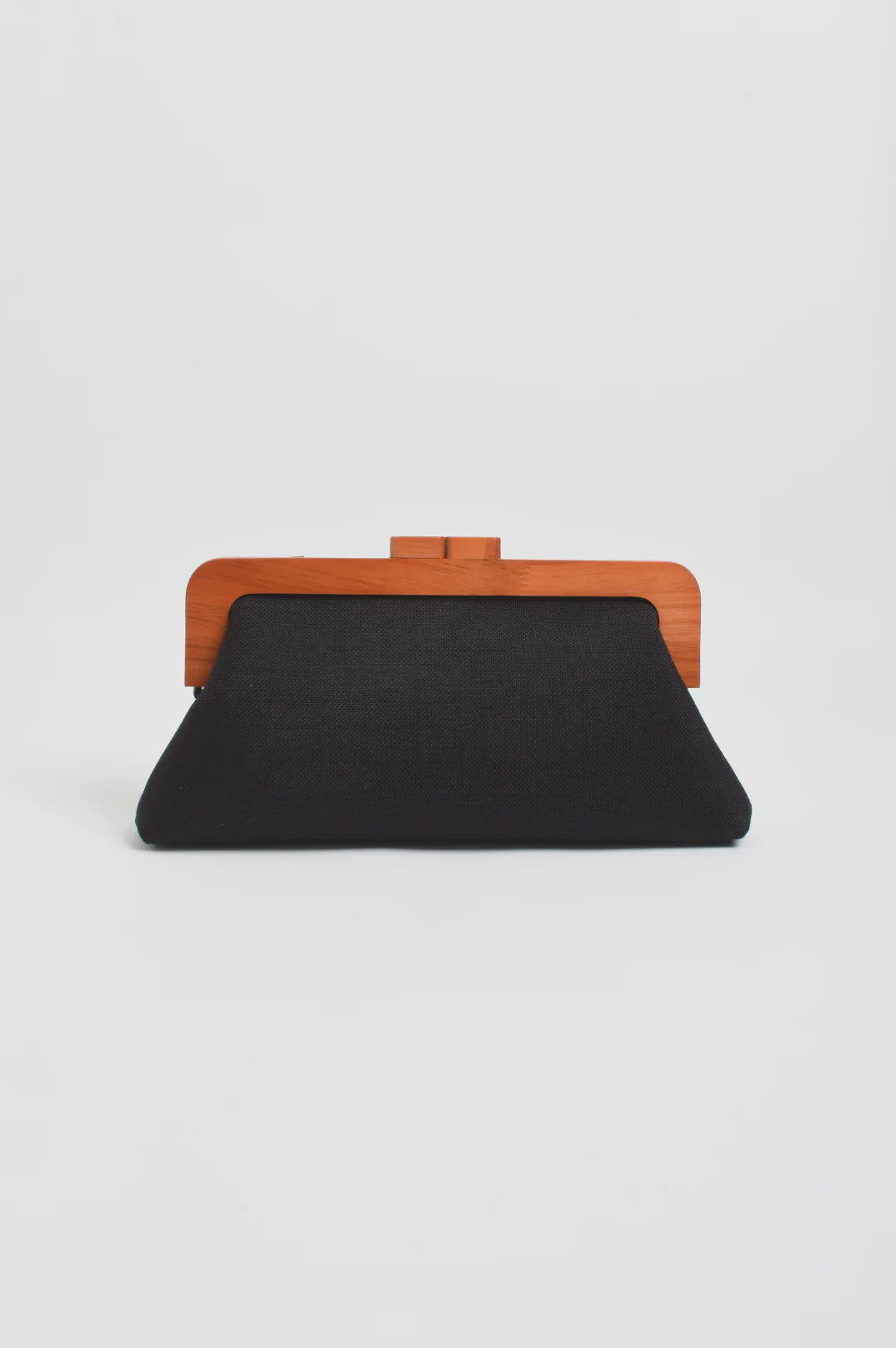 Jessie Textured Weave Timber Clutch - Black