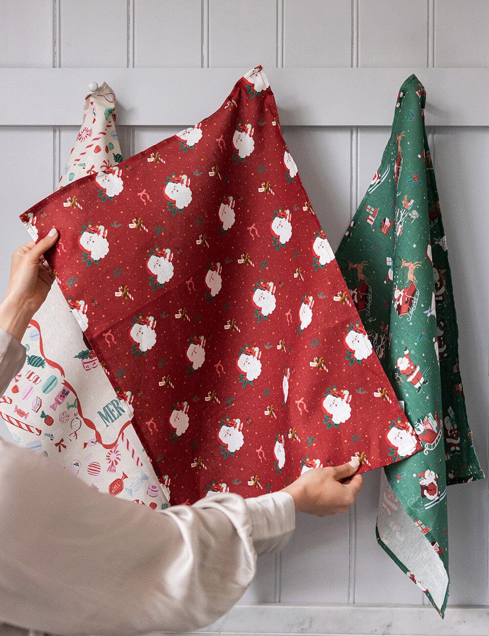 Jingle Bells Linen Tea Towel
