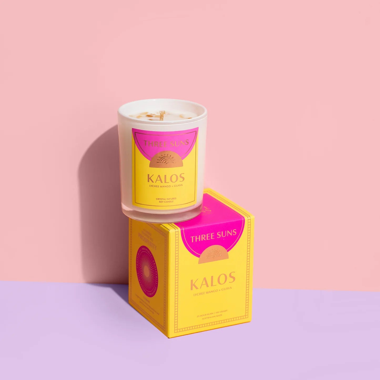 Three Suns Mini Crystal Candle - Kalos - Lychee Mango Guava