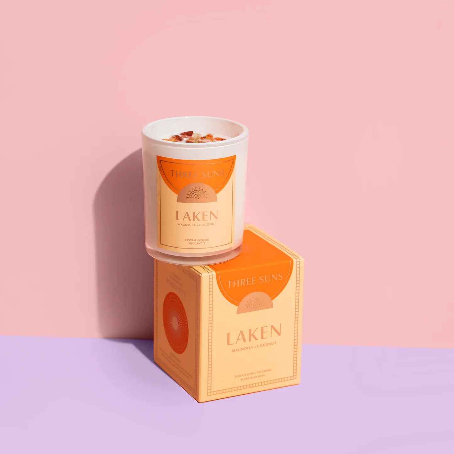 Three Suns Mini Crystal Candle - Laken - Magnolia & Coconut