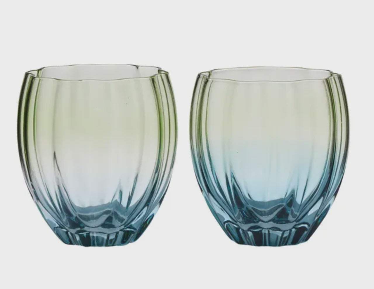 Lotti Tulip Glass Tumbler - Set of 2 Blue/Green