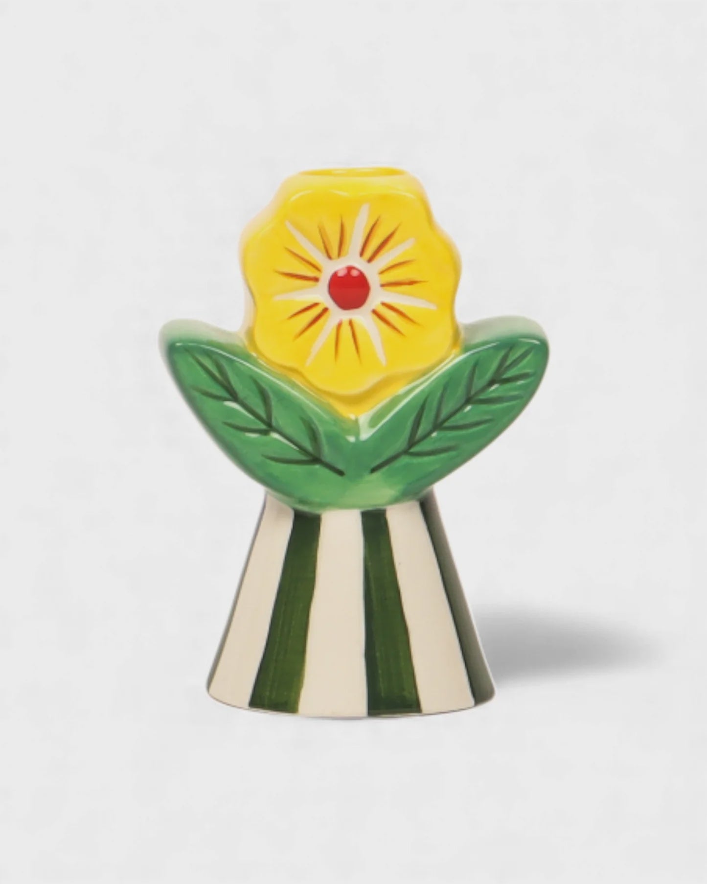 Retro Folk Stoneware Candle Holder