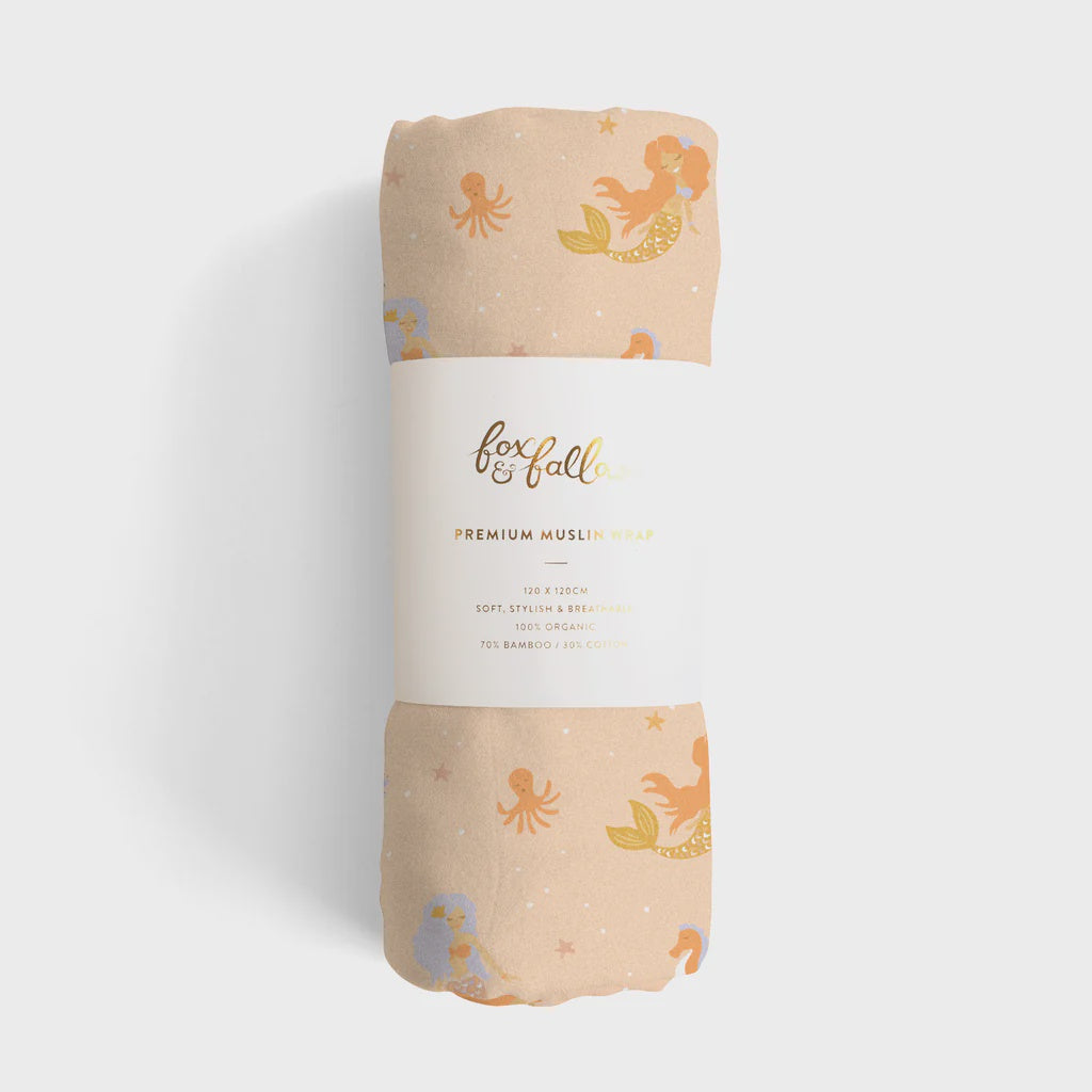 Organic Muslin Swaddle - Mermaids