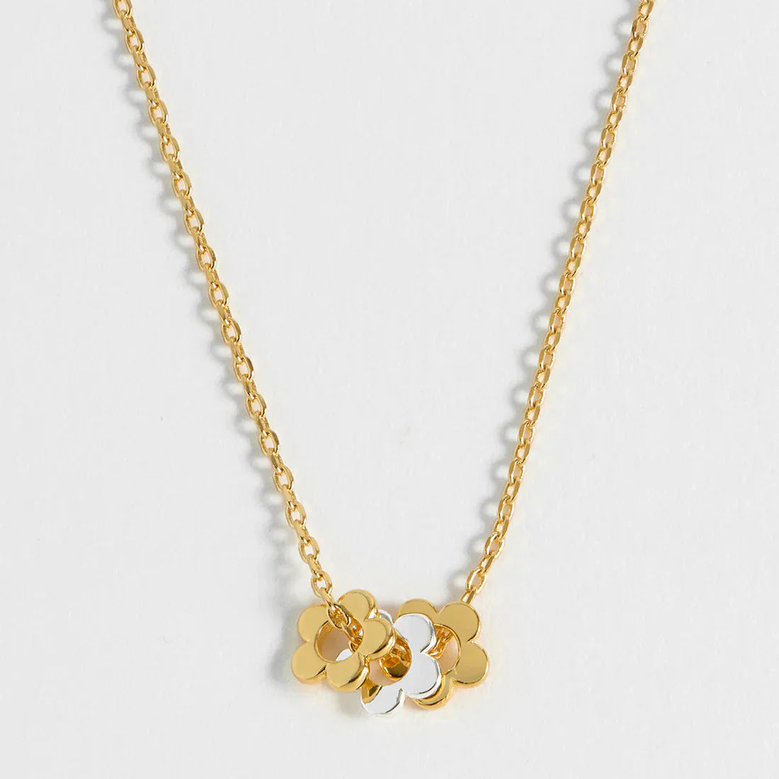 Multi Flower Bead Necklace - Gold Chain