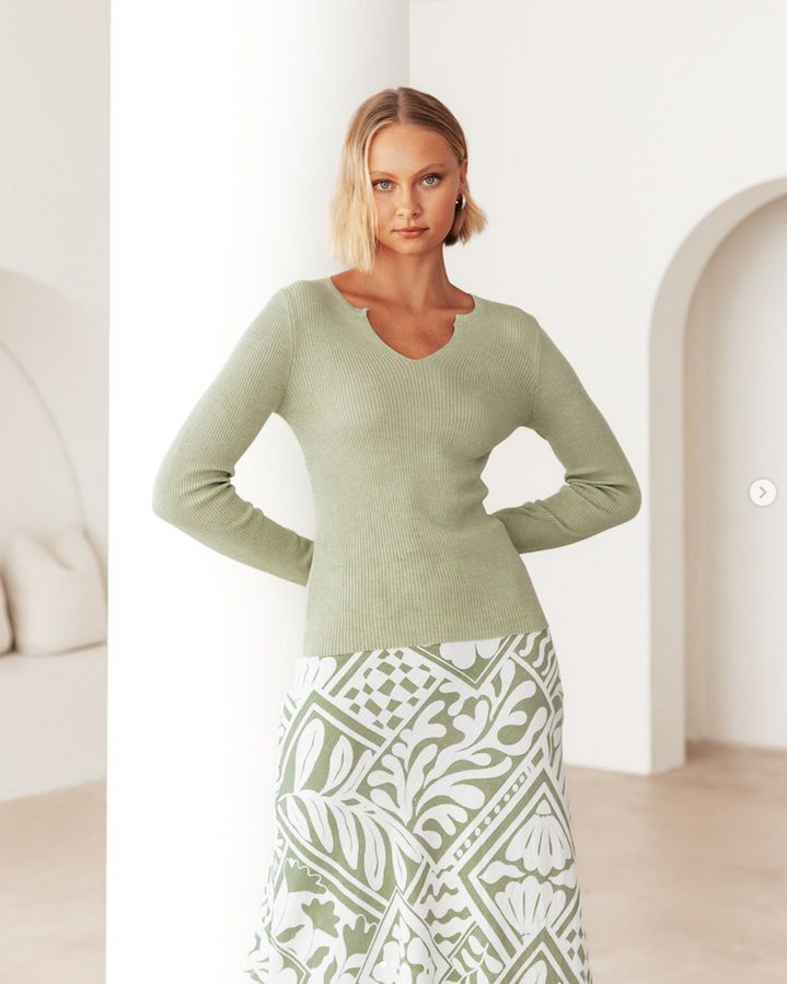 Anna Marie Knit Top - Sage