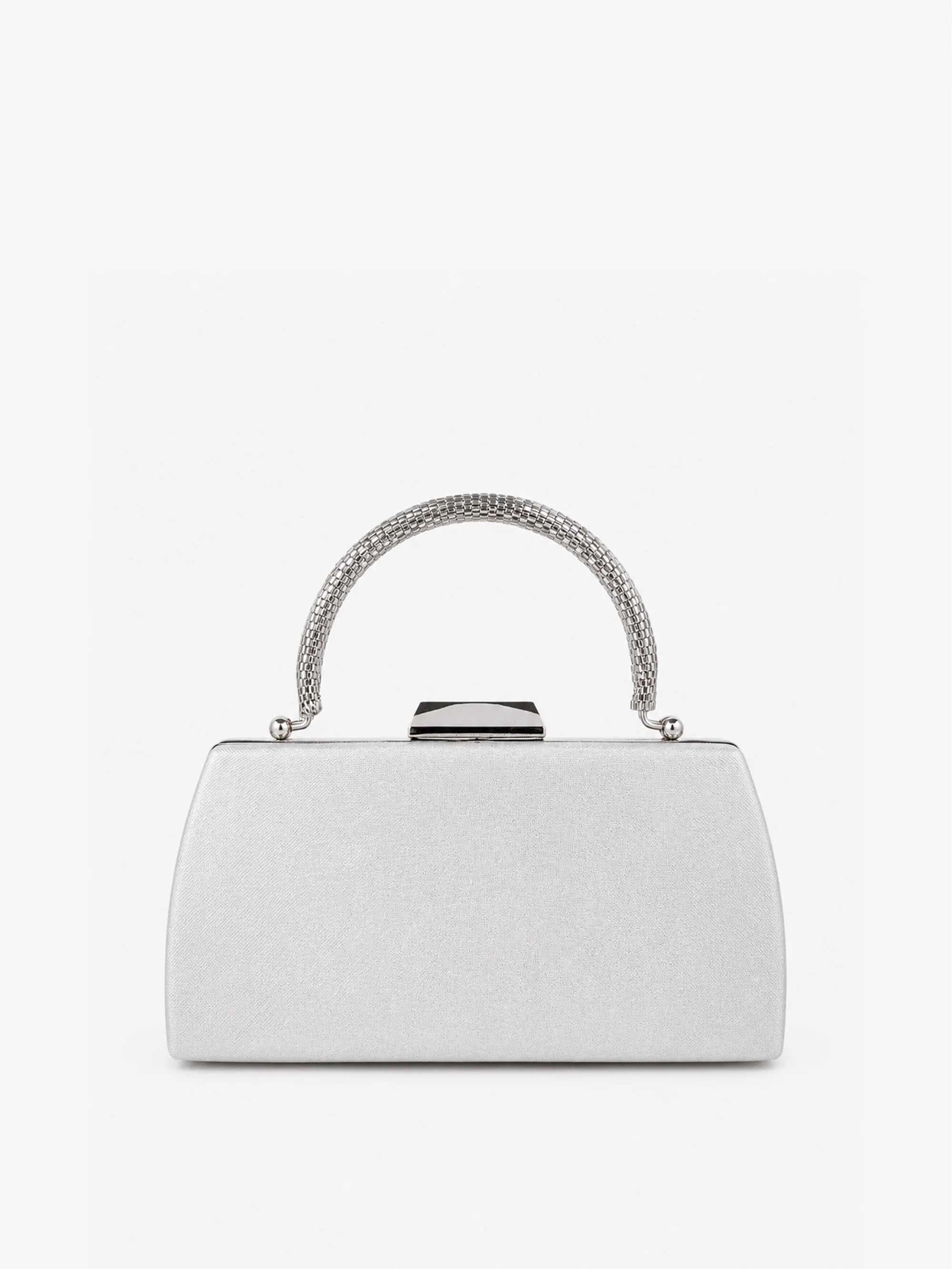Nuvia Duo Top Handle Clutch Bag in Silver