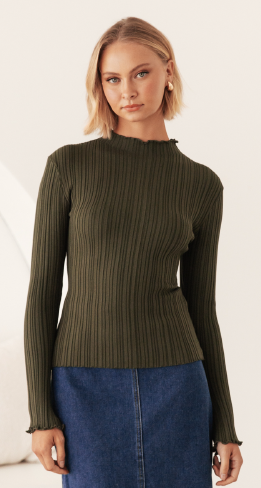 Ohrid Knit Top - Olive