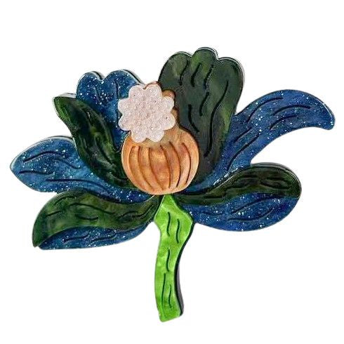 Iris Opal Flower Brooch