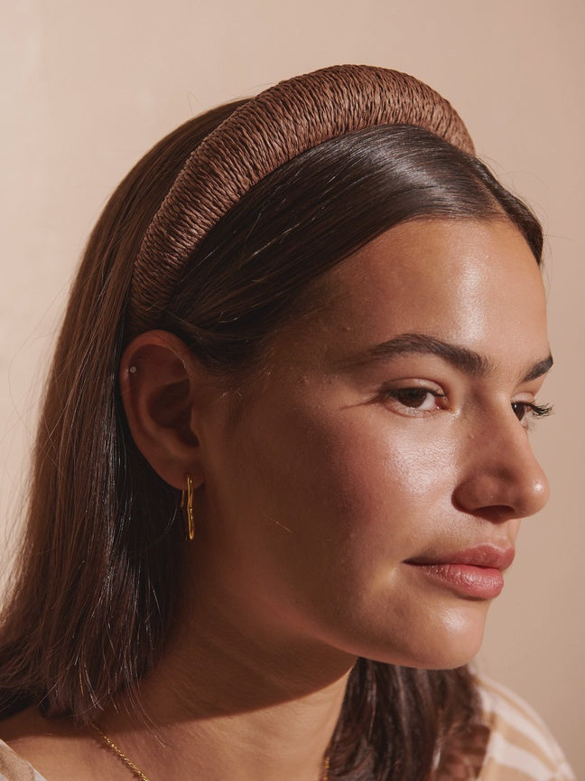 Paper Straw Summer Headband - Brown