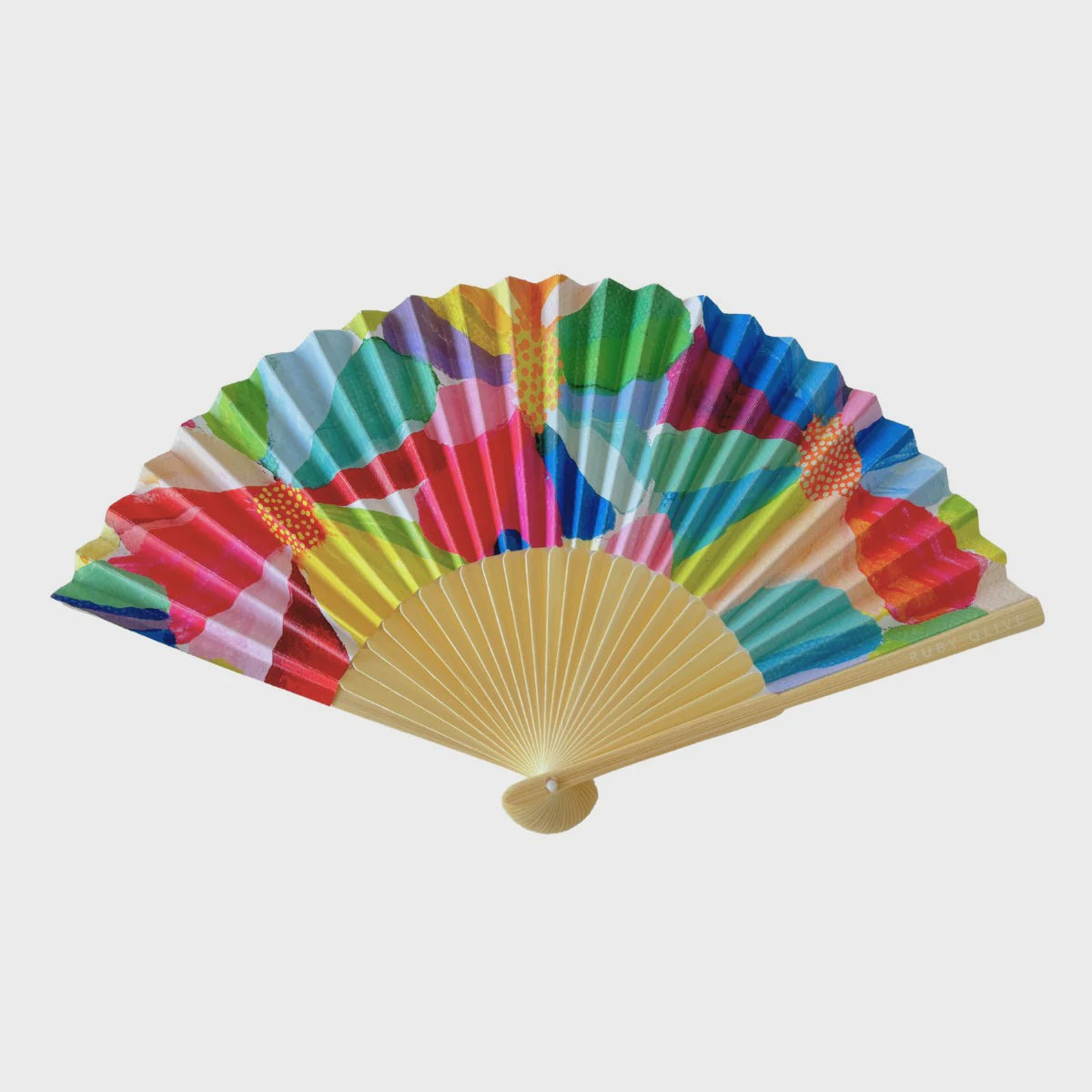 Ruby Olive Hand Fan - Petal Party