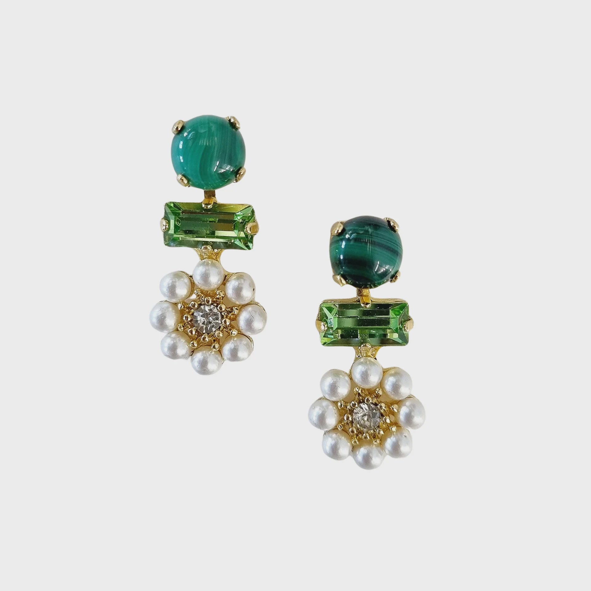 Phillipa Flower Earrings - Green