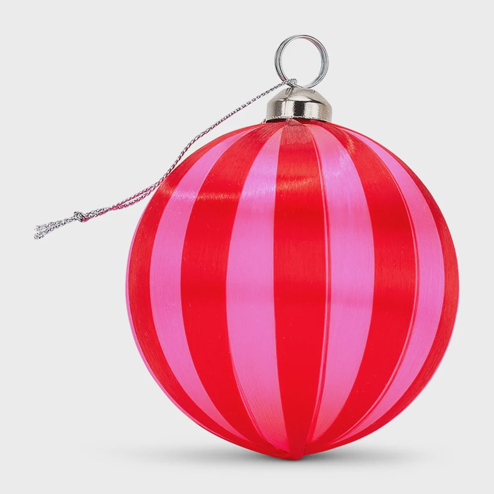 Christmas Baubles - Pink Red Stripe