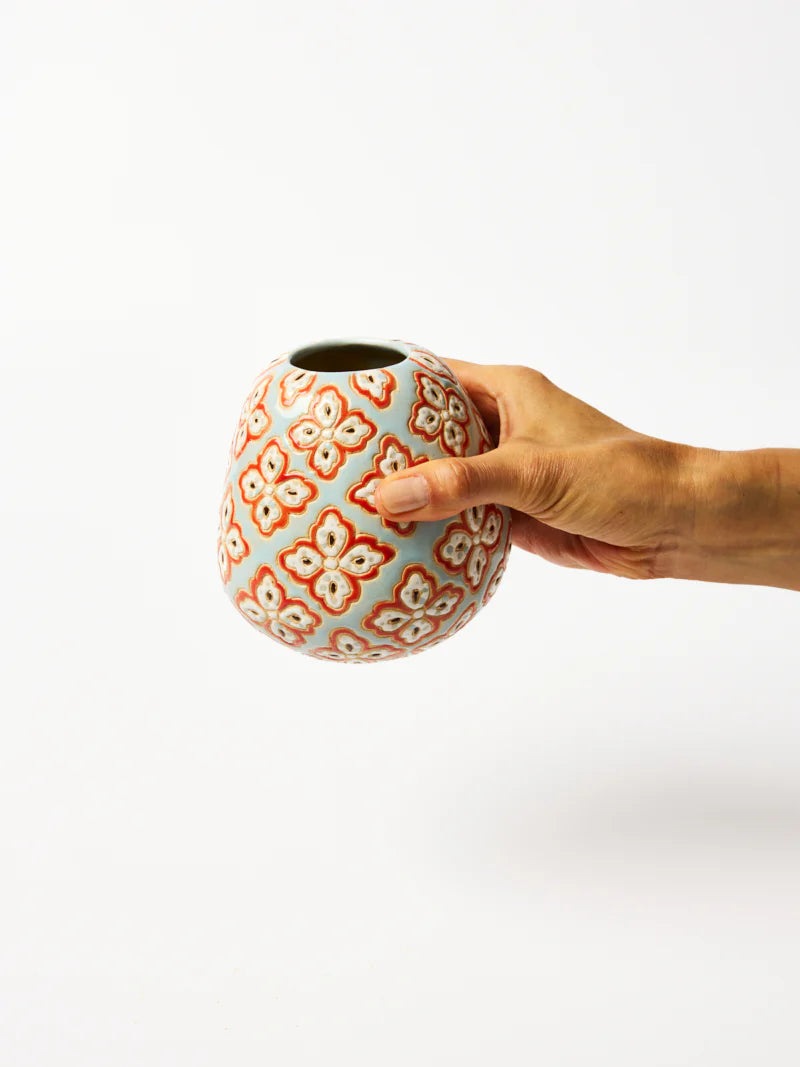 Pollen Vase - Blue Paisley