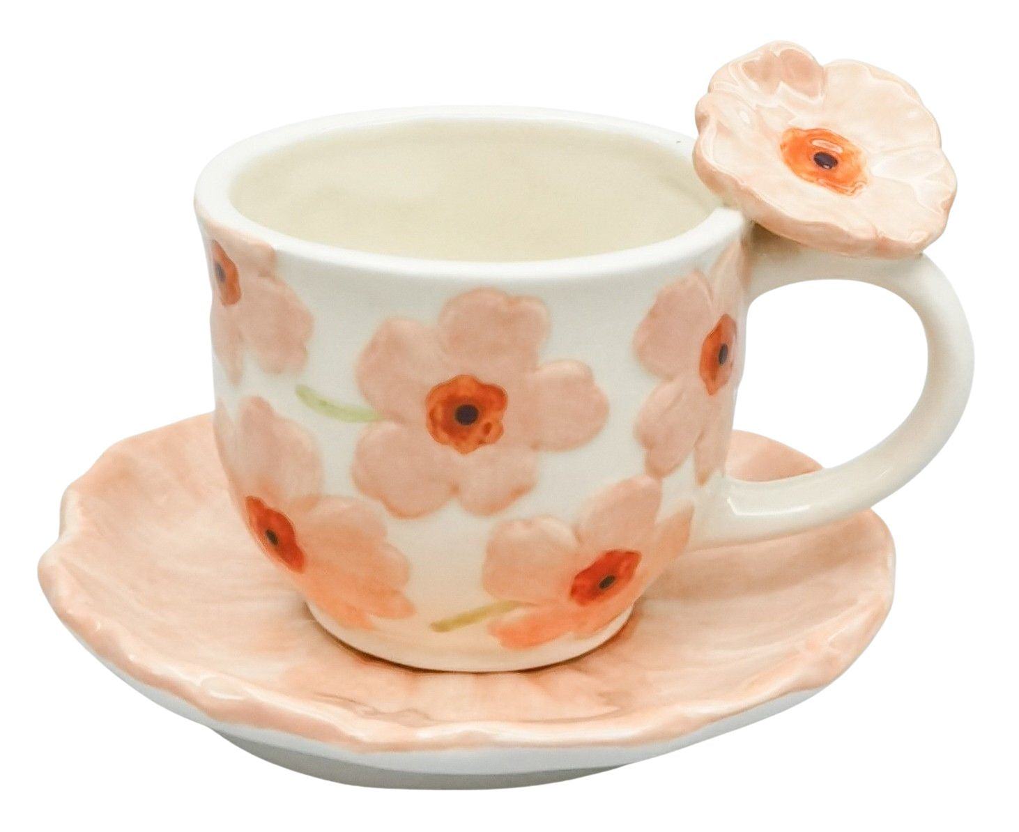 Poppy Tea Cup & Saucer Set - Peach