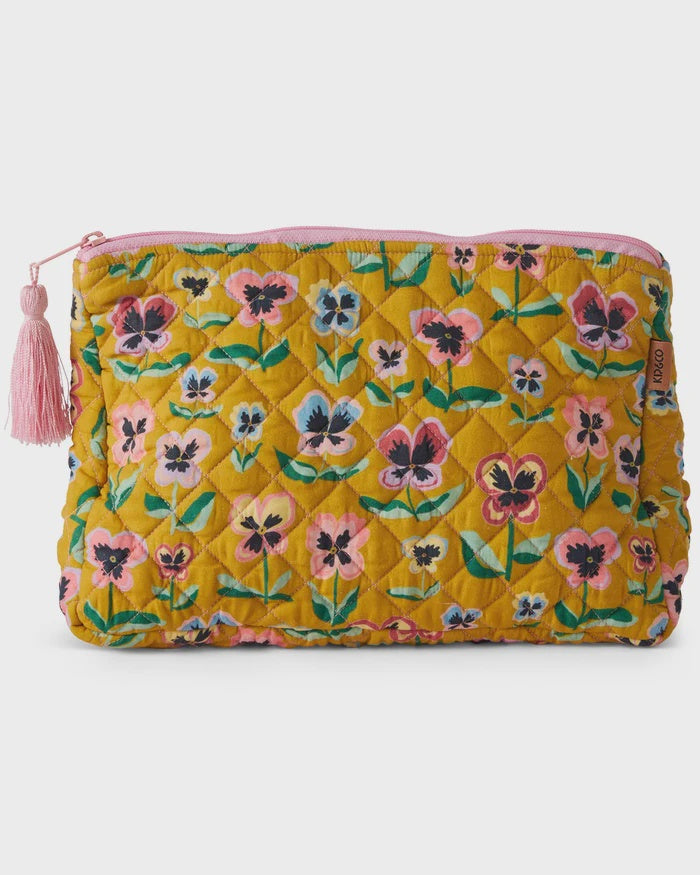 Pretty Pansy Quilted Cotton Toiletry Purse