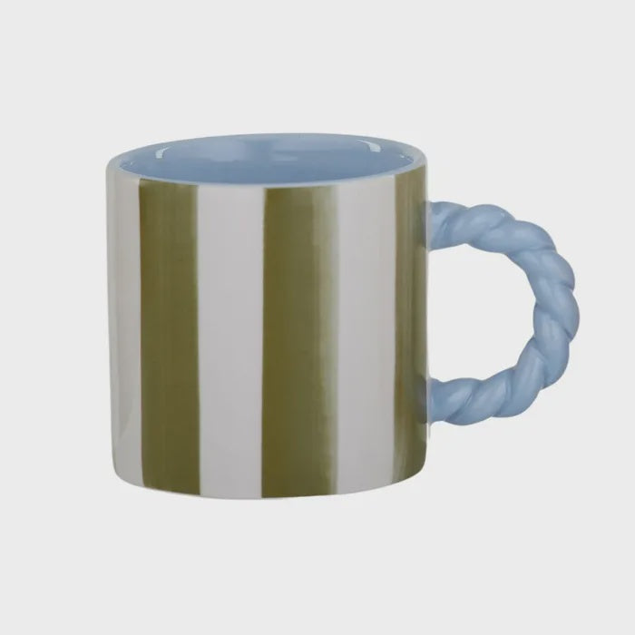 Rayado Ceramic Mug - Olive & Blue