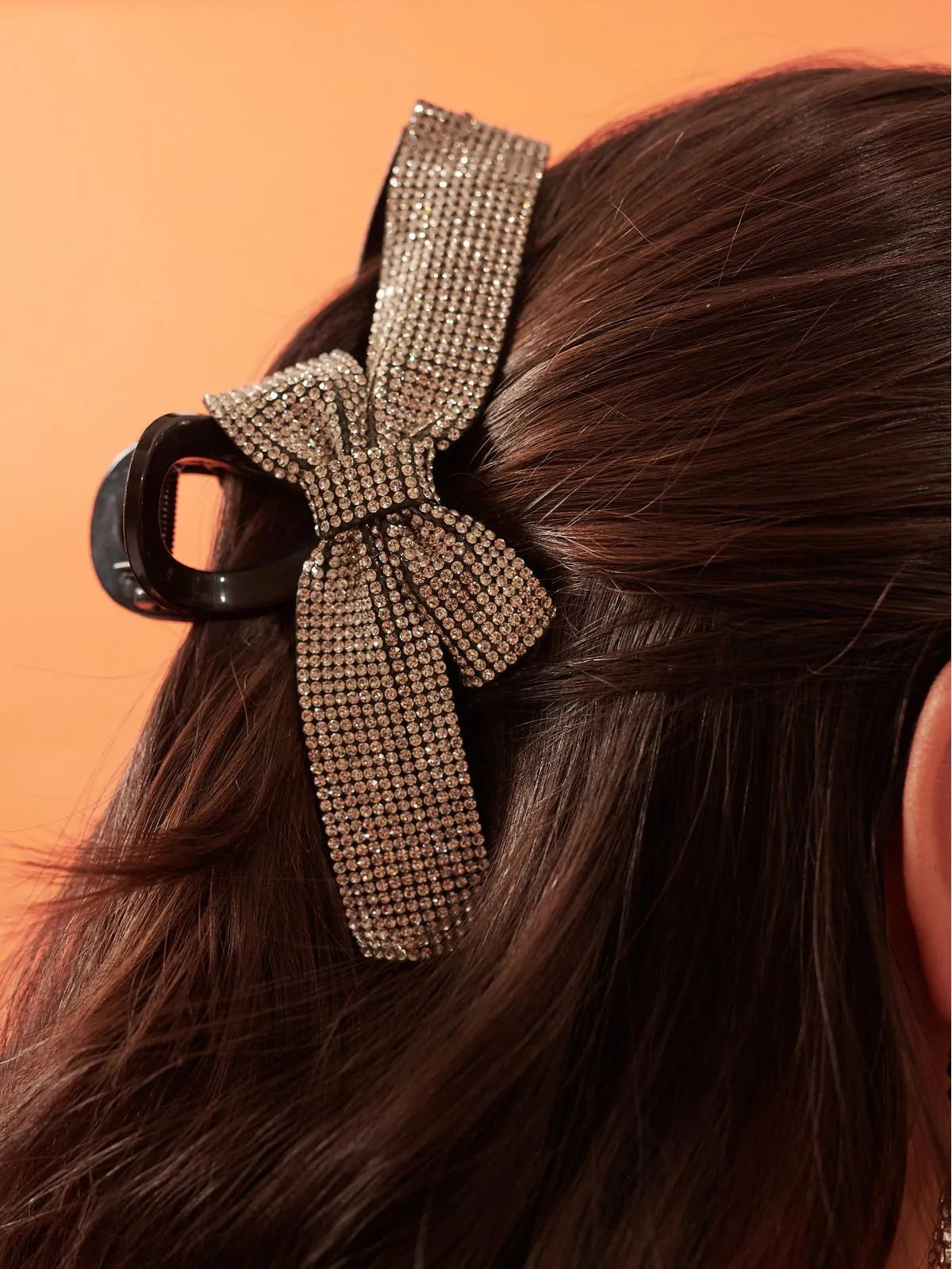 Rhinestone Bow Claw Clip
