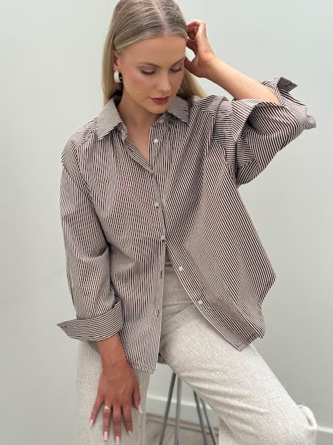 Ripley Stripe Shirt - Chocolate