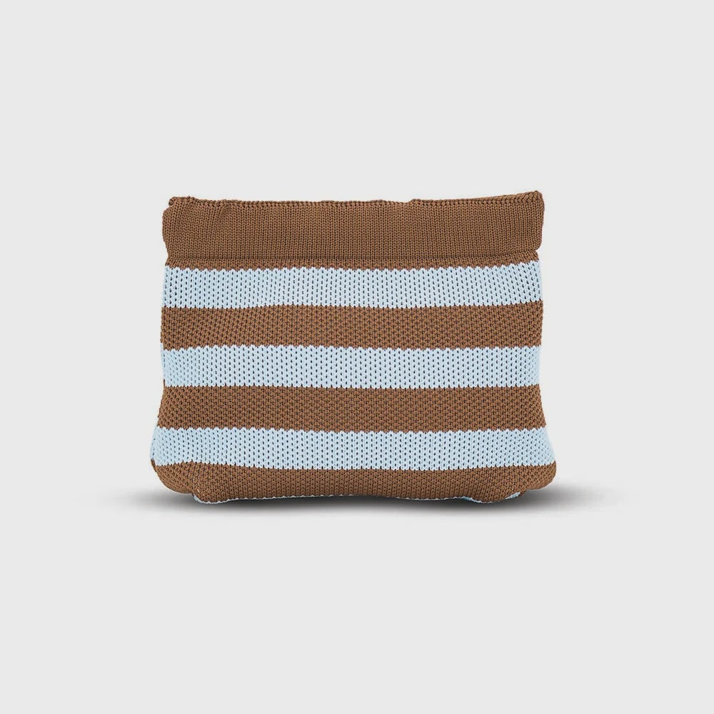 Dumpling Pouch - Sky Blue/ Brown