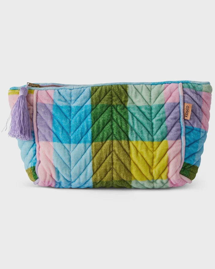 Sorbet Tartan Velvet Toiletry Bag