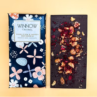 Sour Plum & Honey Macadamia Dark Chocolate Bar