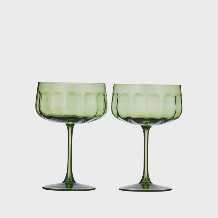 Studio Glass Coupes Set of 2 - Olive