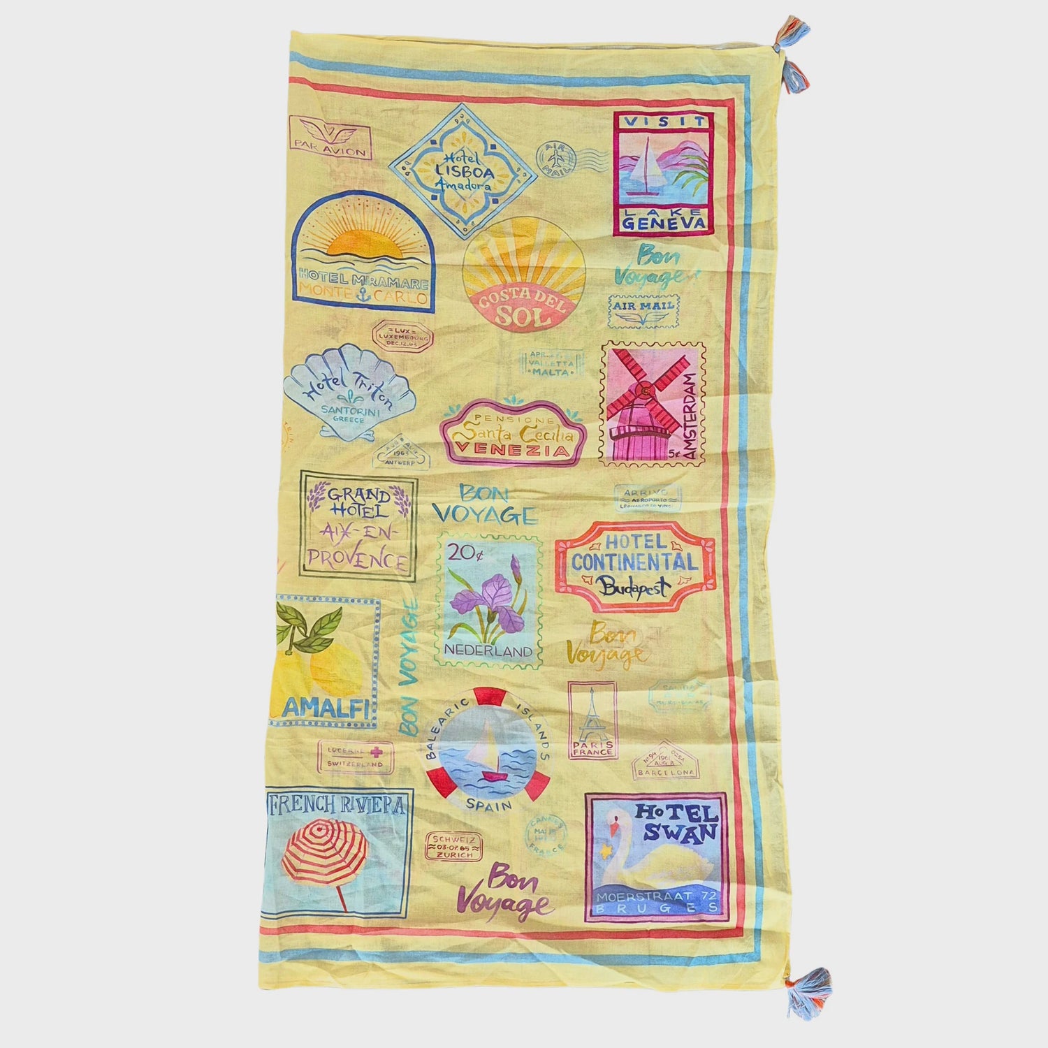 Vintage Travel Scarf - Yellow
