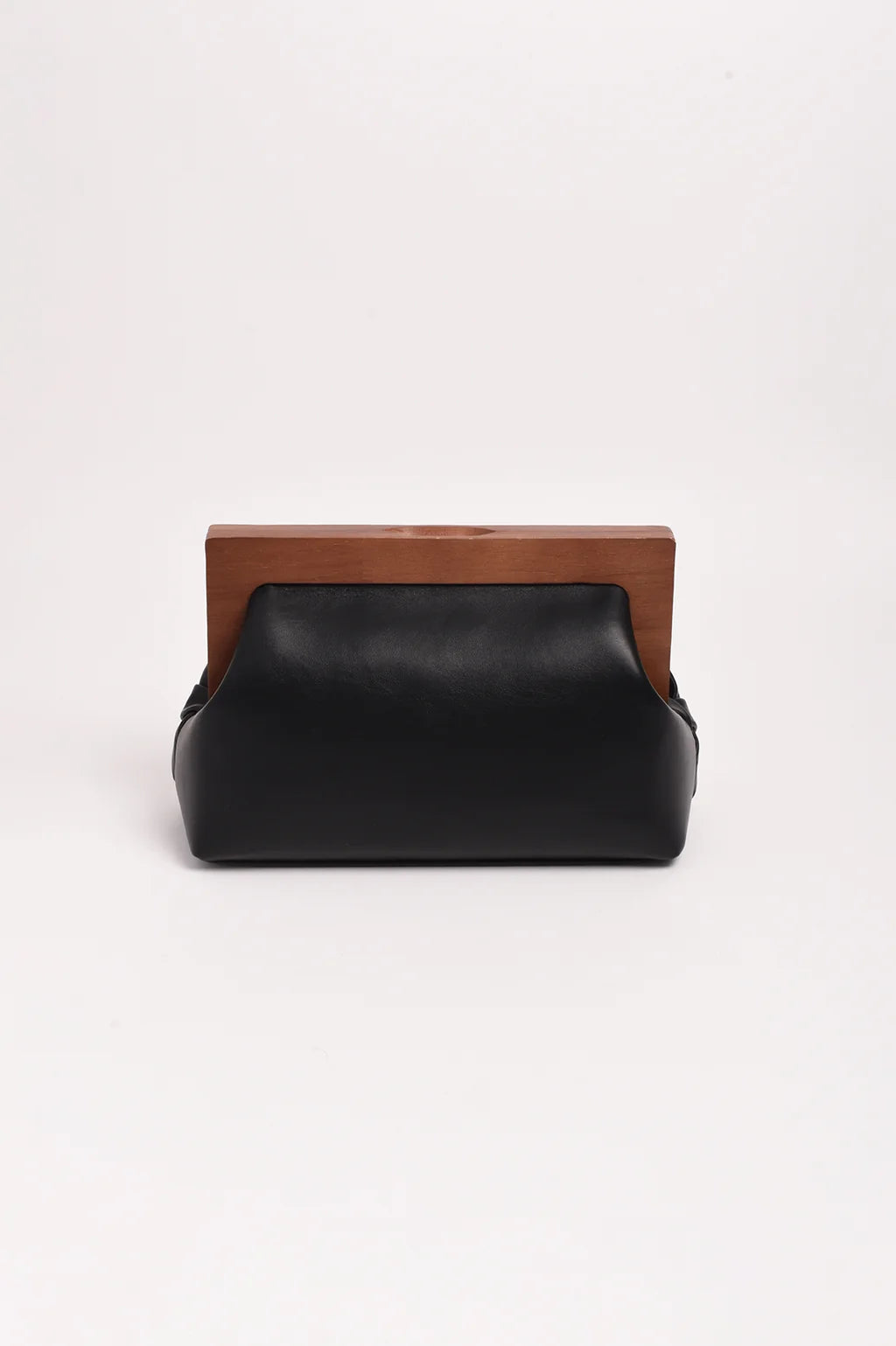 Vivienne Weave Timber Clutch - Black
