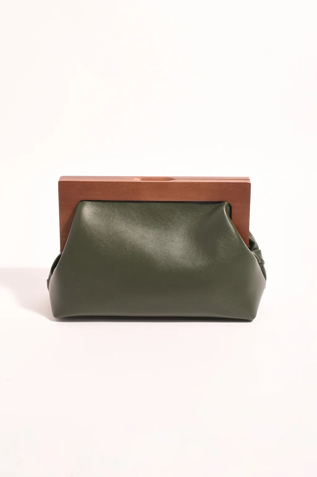 Vivienne Weave Timber Clutch - Khaki