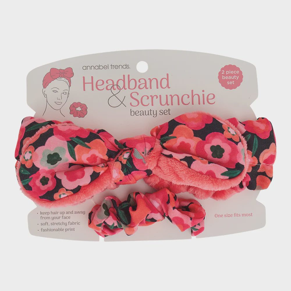Headband & Scrunchie Set - Midnight Blooms