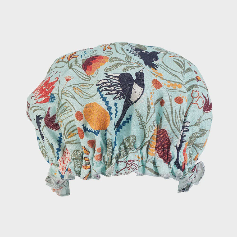 Linen Shower Cap - Magpie Floral