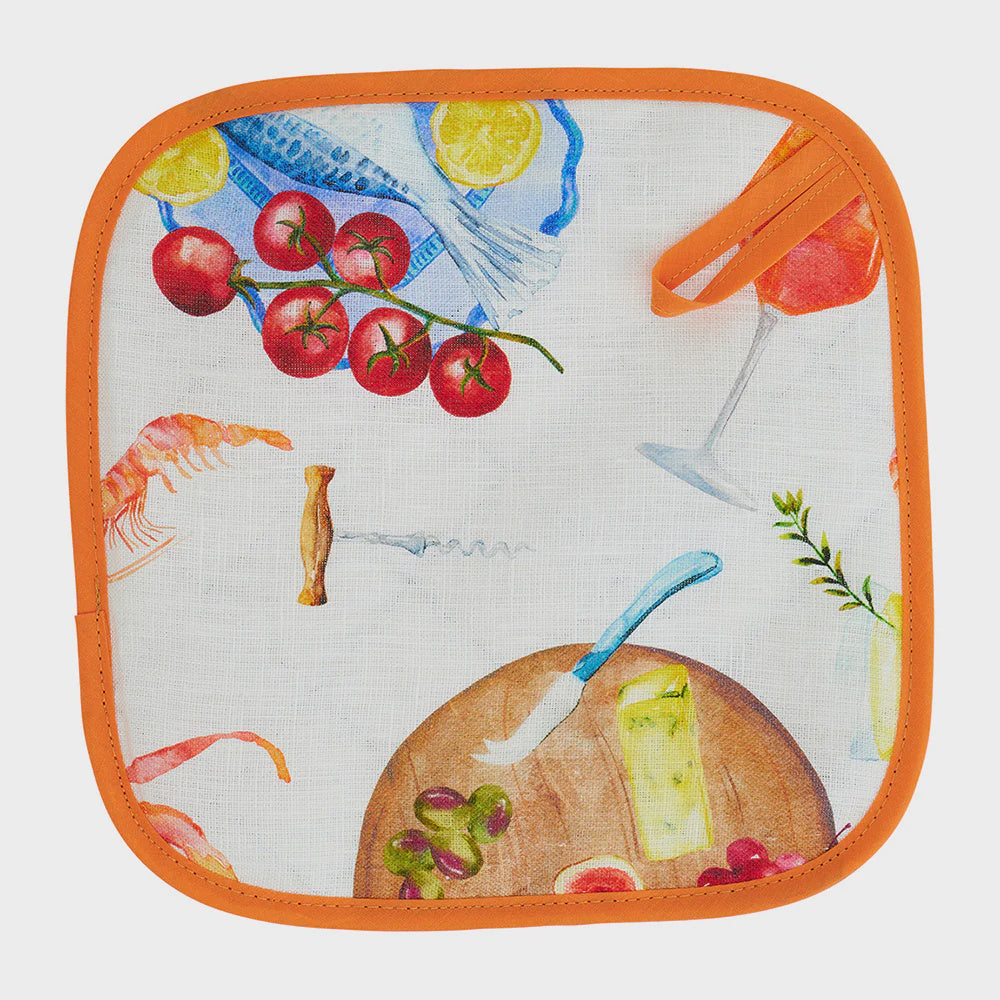 Linen Pot Holder - Seafood Multi