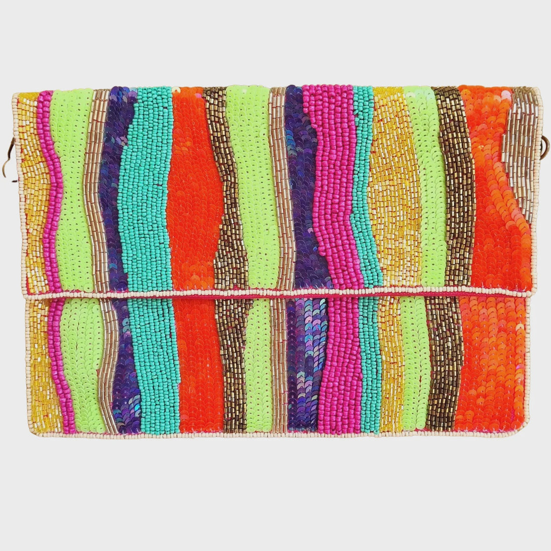 Abstract Multi Coloured Beaded Clutch
