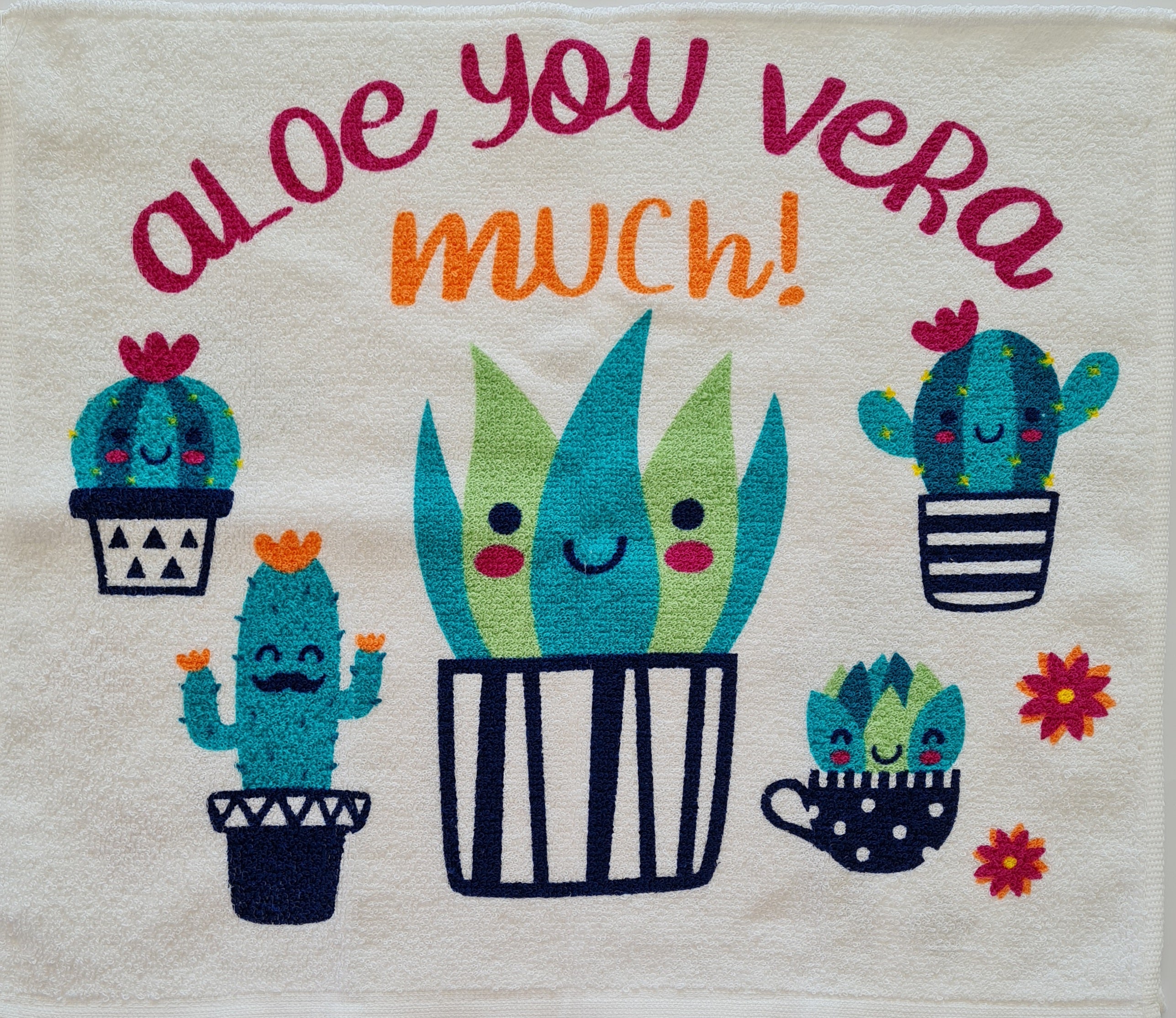 Crochet topped hanging kitchen hand towel - Aloe You Vera Much