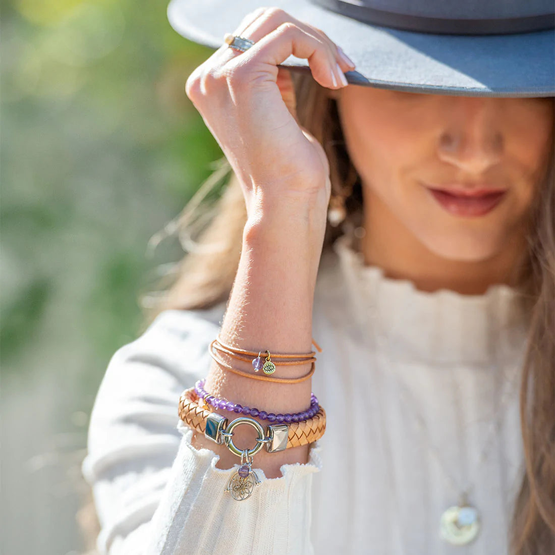 Amethyst protection spinner charm