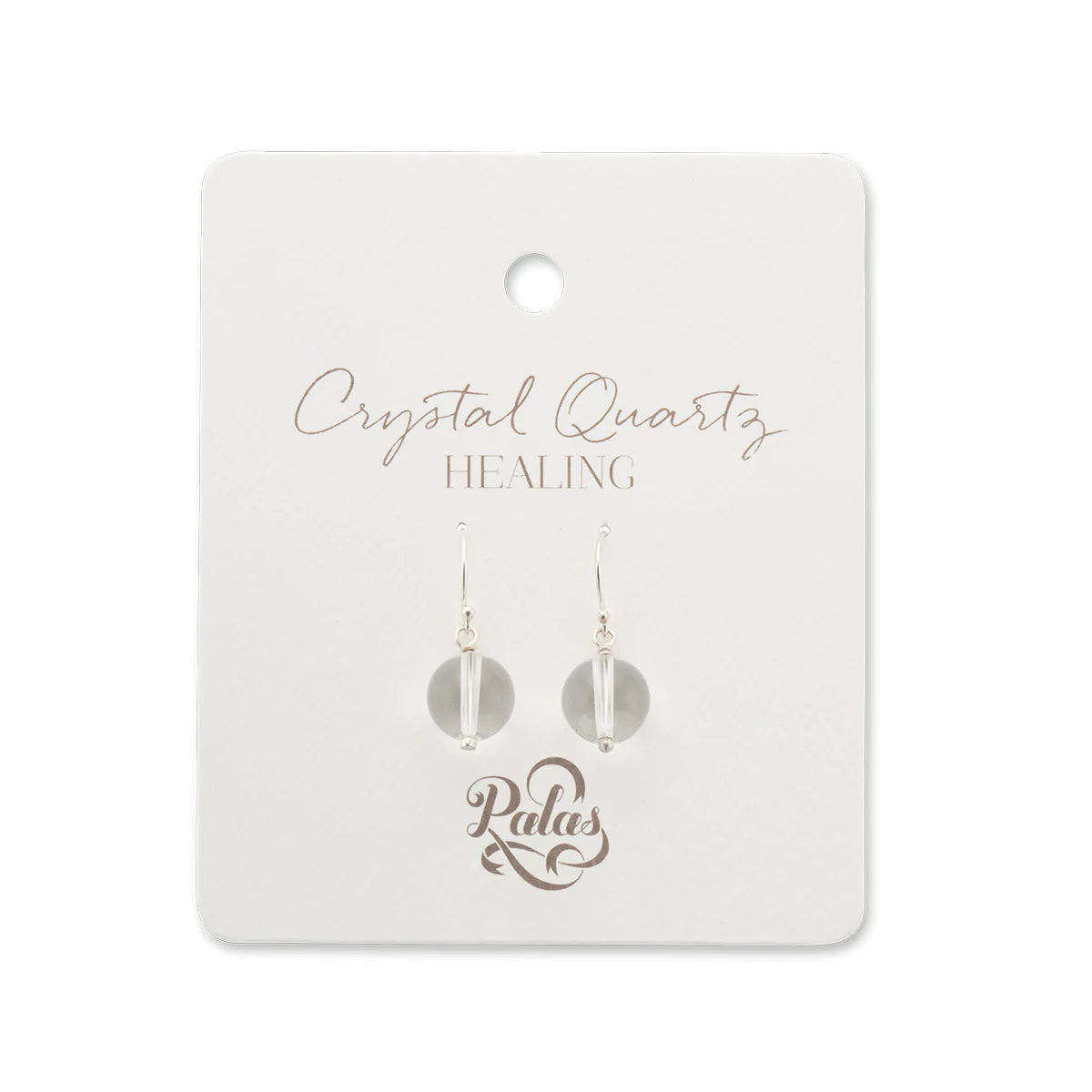 Crystal quartz healing gem earrings