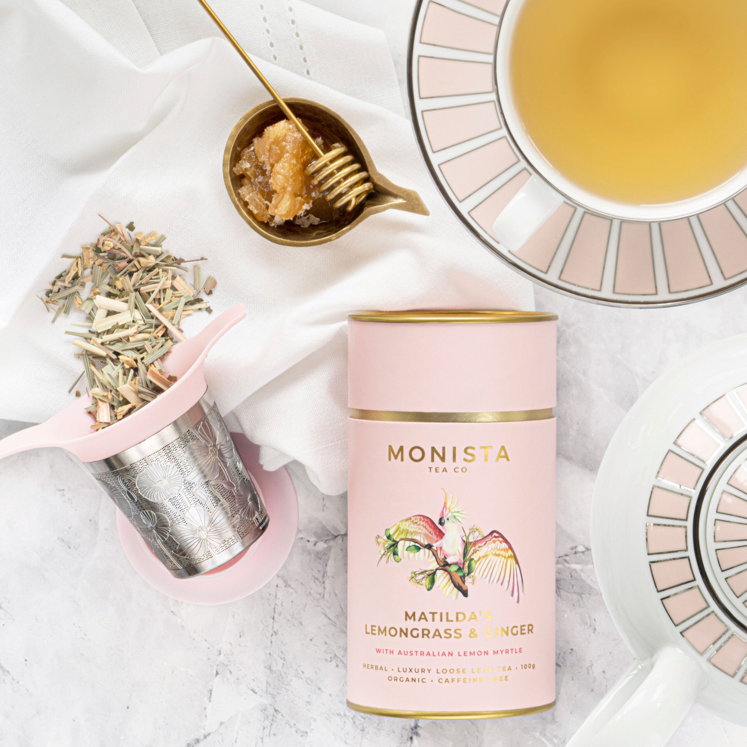 Monista Tea Co Basket Tea Infuser Pink