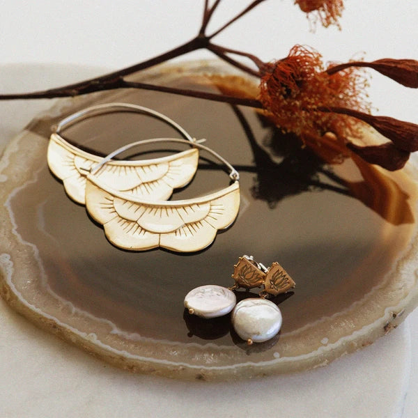 Pearl Lotus Earrings