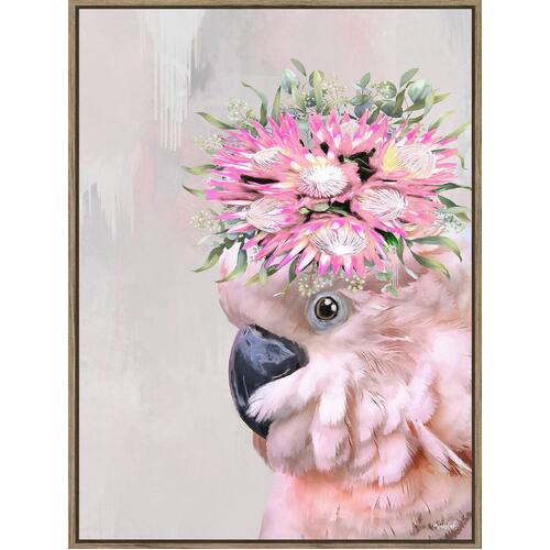 Pink Cockatoo Framed Canvas Print 90x120cm