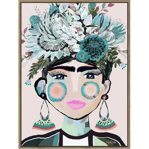 Green Frida Framed Canvas Print 90x120